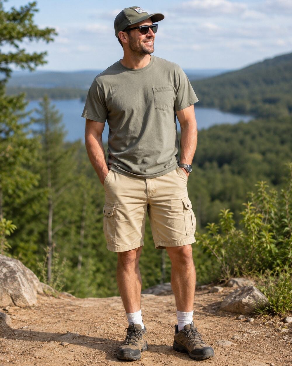 LL Bean Cargo Shorts Mens 38 Khaki Natural Fit Cotton Utility Outdoor